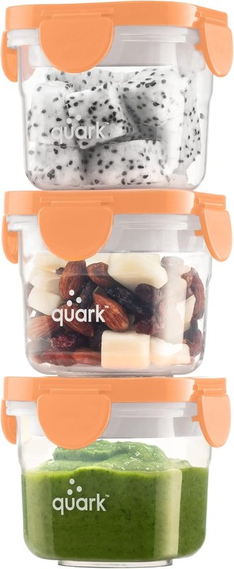 Quark Storii Baby Food Storage Containers with Lids - Locking Tab Lids with Built-In & Removable Ice Pack - Freezer, Microwave & Top Rack Dishwasher Safe - 3 x 150ml/5oz Meal Prep