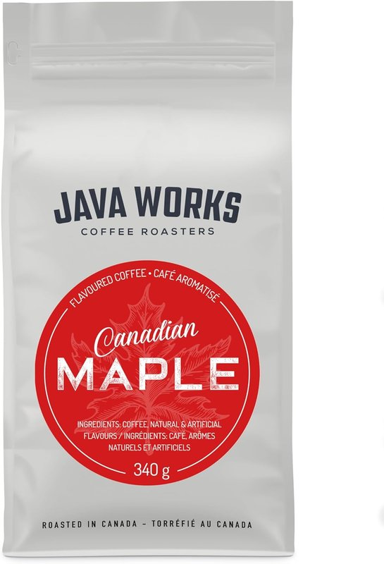 Java Works Coffee - Canadian Maple Flavoured Coffee | 340 grams | Medium Roast | Whole Bean Maple 340 g (Pack of 1)