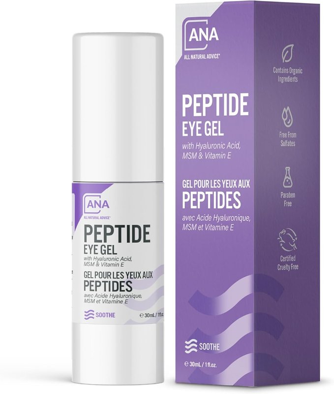 All Natural Advice Peptide Eye Gel 30mL | With Plant Stem Cells & Organic Botanicals | Eye Serum & Dark Circles Under Eye Treatment | Airless Bottle & Precision Pump | Canadian Skin Care