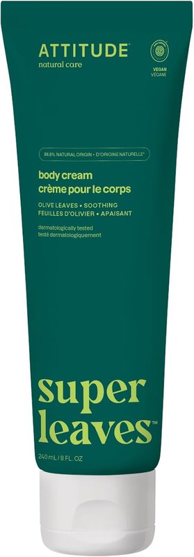 ATTITUDE Body Cream, Made in Canada, EWG Verified Moisturizer, Vegan Moisturizing Products For Dry Skin, Dermatologically Tested, Olive Leaves, 240 mL Olive Leaves 240 ml (Pack of 1)