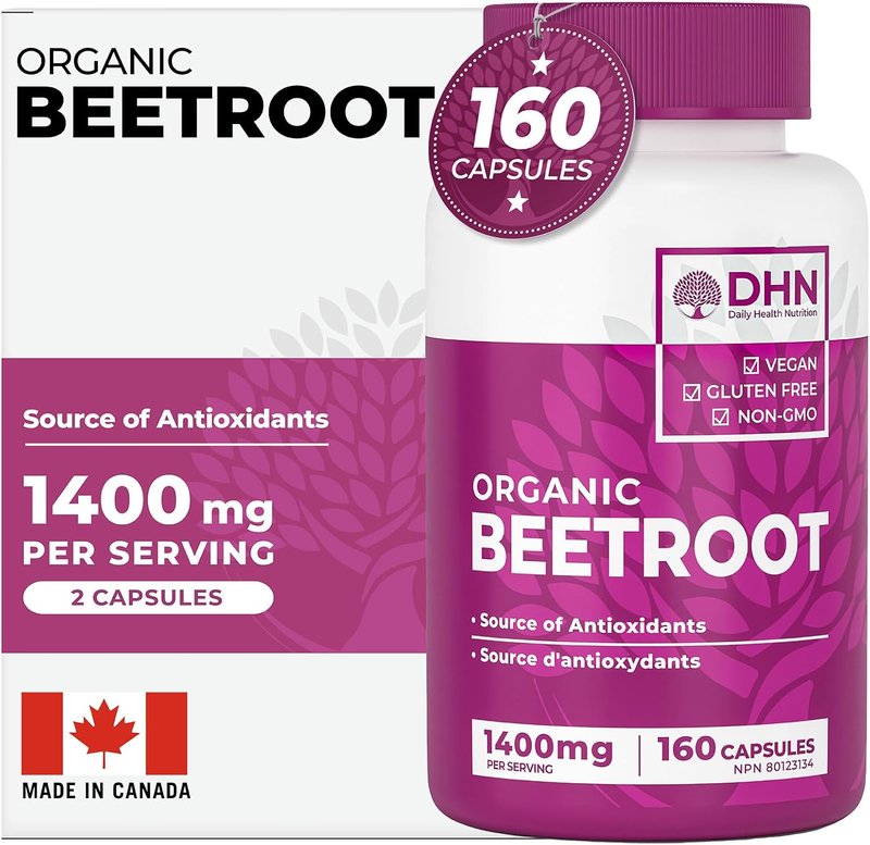 *BONUS SIZE* 160 Capsules of High Potency Organic Beetroot | 1,400mg per serving (700mg per capsule x2) | Energy Support | Antioxidant Support | A Natural Super Food | Canadian Made, Quality Assured