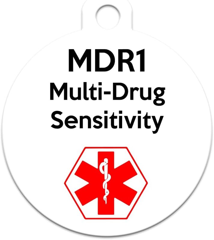 Medical Alert Dog Cat Pet ID Tag - MDR1 Multi-Drug Sensitivity - Personalize Colors and Add Contact Info to Back