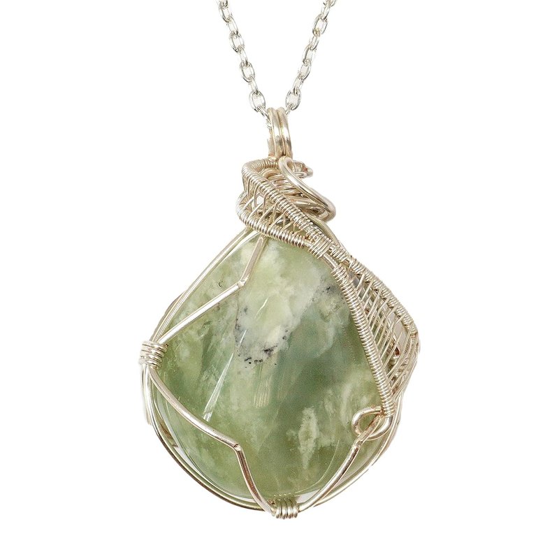 Designs by Nature Gems Raw Jade Necklace in Sterling Silver Plated for Women, Made in Canada