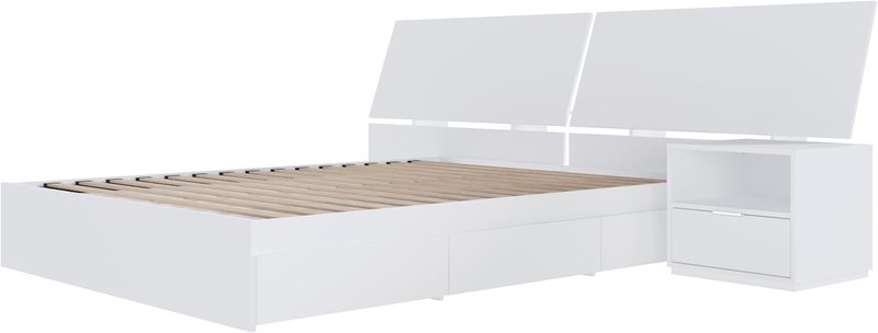 Nexera Oslo 3-Piece Reversible Storage Bedroom Set, White, Queen Queen White