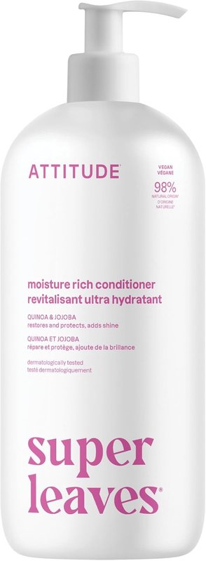 ATTITUDE Moisture Rich Hair Conditioner, Made in Canada, For Dry and Damaged Hair, Naturally Derived Ingredients, Vegan Detangler, Dermatologiocally Tested, Quinoa and Jojoba, 946 mL Moisture Rich 946 ml (Pack of 1)