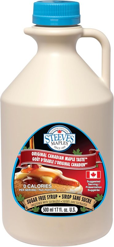 Steeves Maples Sugar Free Syrup | Keto Friendly, Diabetic Friendly, 1g Net Carbs, 0 Calories per Serving, (500ml, Maple) Maple 500 ml (Pack of 1)