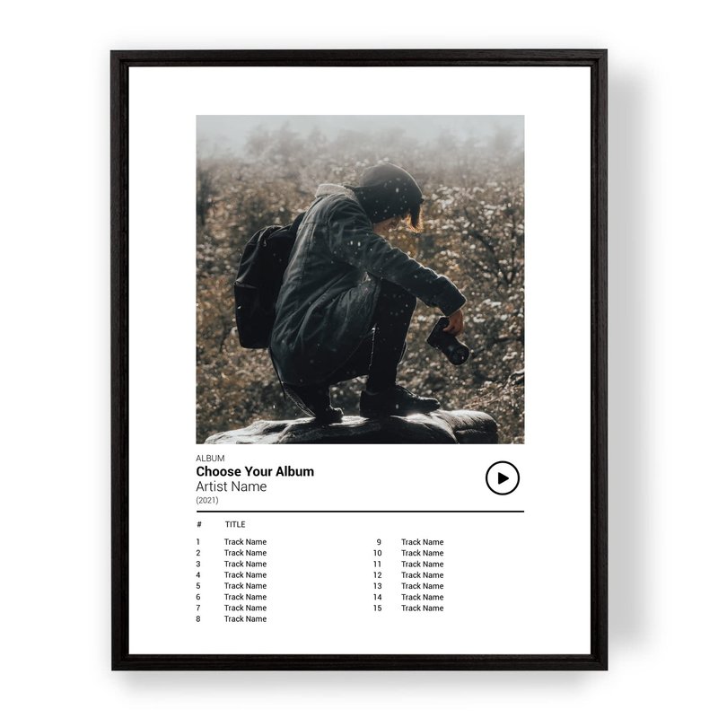 [SF Customizables] Personalized Album Song List Cover Music Player Print Wall Art [Framed Poster]