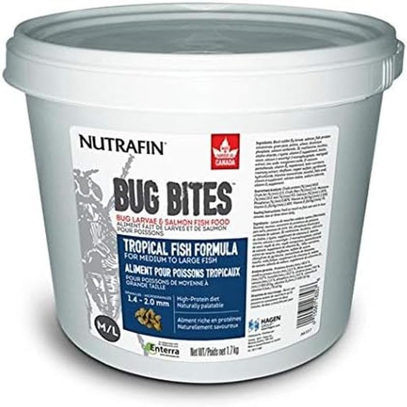 Nutrafin Bug Bites Tropical Formula – Medium to Large Fish - 1.4-2.0 mm granules – 1.7 kg (3.7 lbs)