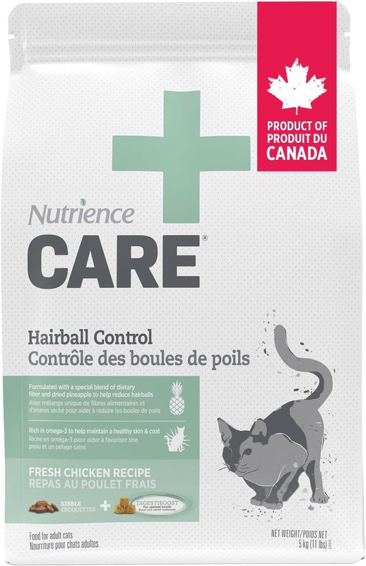 Nutrience Care Hairball Control Cat Food, Canadian Chicken, 5 kg (11 lb)
