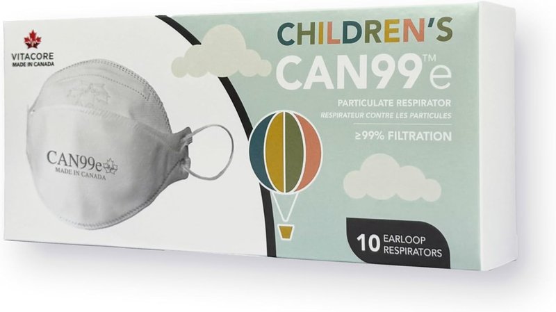 Vitacore CAN99e Disposable (Children’s) White Earloop Mask 10 Pack | High Filtration, 4-Ply Protection | Premium Skin-Friendly Materials | For Kids Aged 3-13+ | Made in Canada