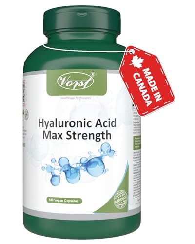 VORST Hyaluronic Acid Max Strength 200mg 180 Vegan Capsules | with Vitamin C 100mg | High Molecular Weight | Supplement for Skin & Joints | Powder Pills | 1 Bottle