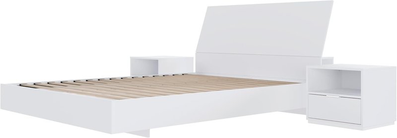 Nexera Porter 4-Piece Floating Platform Bedroom Set, White, Double Full White