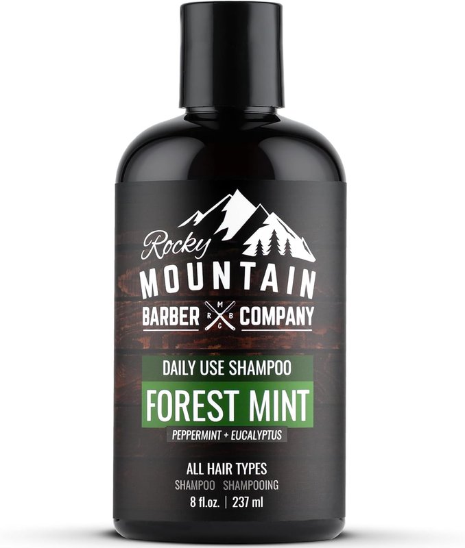 Men's Shampoo - Made in Canada - with Peppermint and Eucalyptus Oil - No Added Fragrance – 8 oz by Rocky Mountain Barber Company