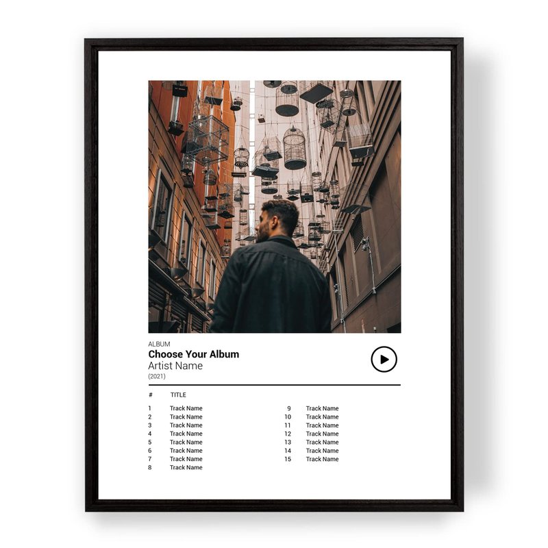 [SF Customizables] Personalized Spotify Album Poster Cover Song List Music Player Print Wall Art [Framed Poster]