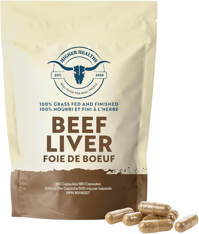 Higher Healths Grass-Fed Beef Liver Capsules – 180 Count, 100% Canadian Sourced & Made – Freeze-Dried, Desiccated Organ Supplement, Nature’s Multivitamin
