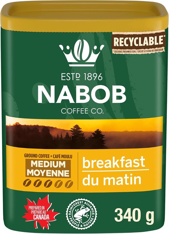 Nabob Medium Roast Breakfast Blend Ground Coffee, 340g Canister