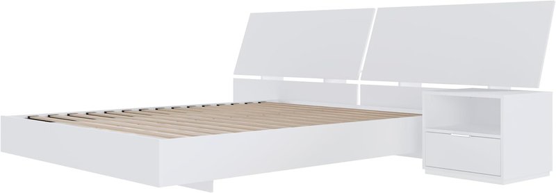 Nexera Oslo 3-Piece Floating Platform Bedroom Set, White, Queen Queen White
