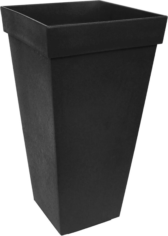 Tierra Verde Indoor & Outdoor Self-Watering Square Planter, Symphony, 15" x 28", Black - Planting Containers for Plants and Flowers - Gardening and Landscaping Accessories 1 Pack