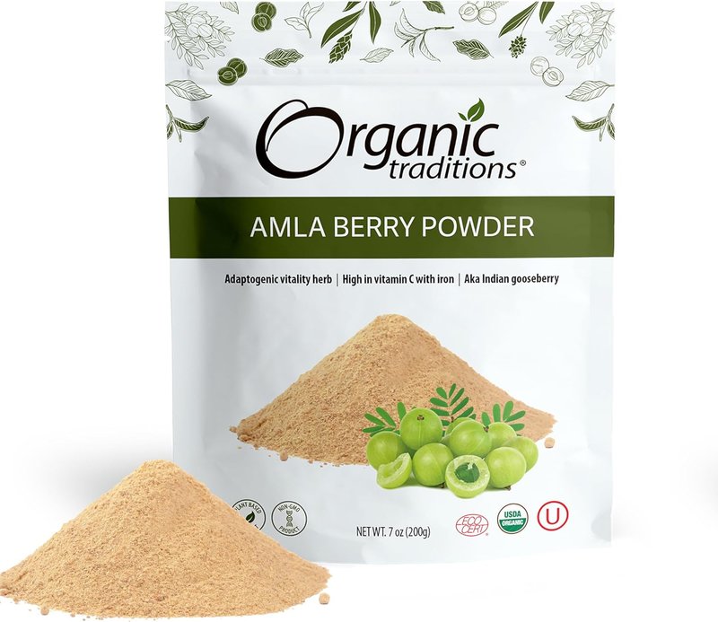Organic Traditions Amla Powder, Canadian Owned, Indian Gooseberry, Amalaki - 200 Grams/7 Ounces