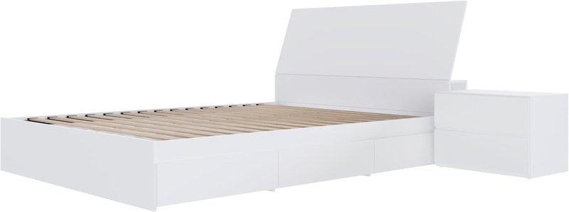 Nexera Porter 3-Piece Reversible Storage Bedroom Set, White, Queen Queen White