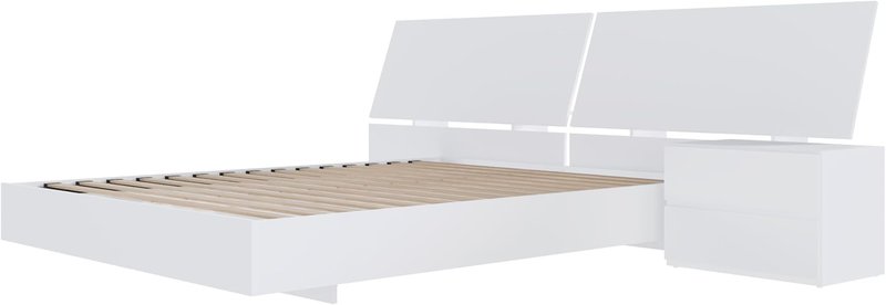 Nexera Oslo 3-Piece Floating Platform Bedroom Set, White, Queen Queen White