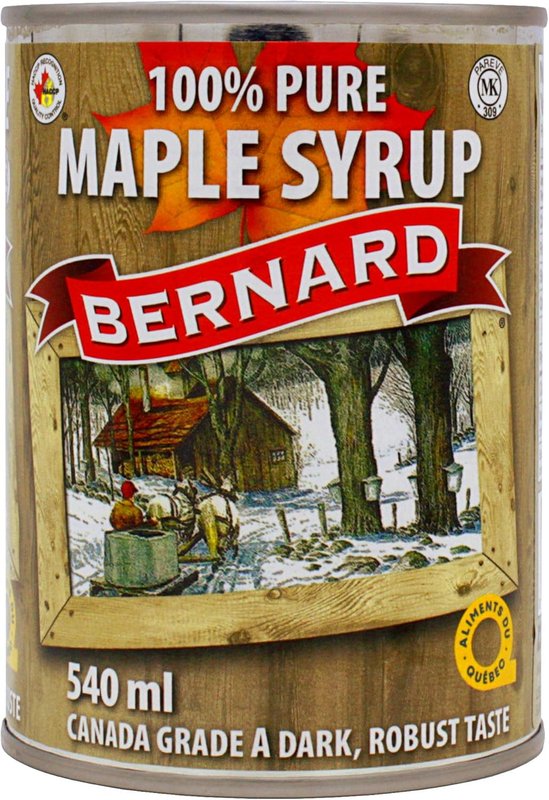 Bernard 24 x 540 ml Pure Maple Syrup Grade A Dark, Robust Taste