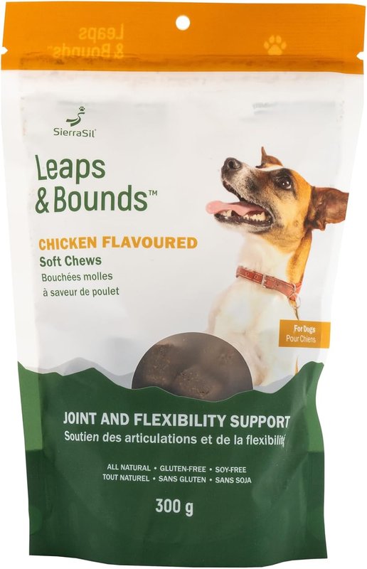 SierraSil® Leaps & Bounds – Chicken Flavoured Soft Chews for Dogs, Joint and Flexibility Support, Made in Canada, Great Tasting Treats, All Natural, Gluten-Free, Soy-Free - 300 g (100 Chews aprox)
