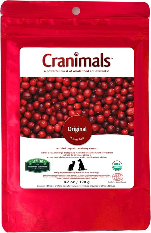 Cranimals Original Organic Cranberry Powder for Dogs and Cats, for UTI, Struvite and Incontinence, 120 g Bag / 4.2 Oz.