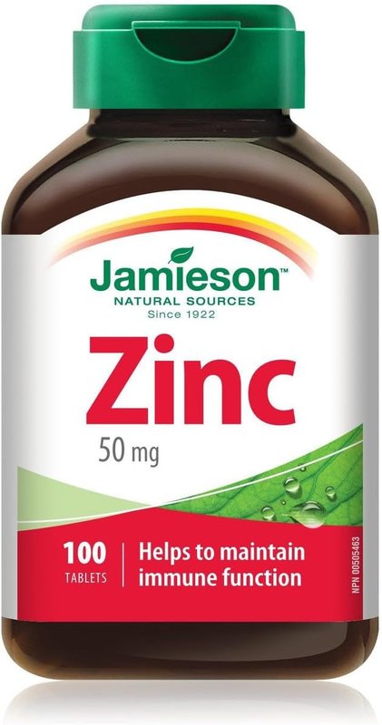 Jamieson Ultra Strength Zinc 50 mg, Supports Immune Health, Tissue Formation, and Healthy Skin. Vegetarian, Non-GMO, Gluten-Free, 100 Tablets, Proudly Canadian Sans saveur 100 count (Pack of 1)