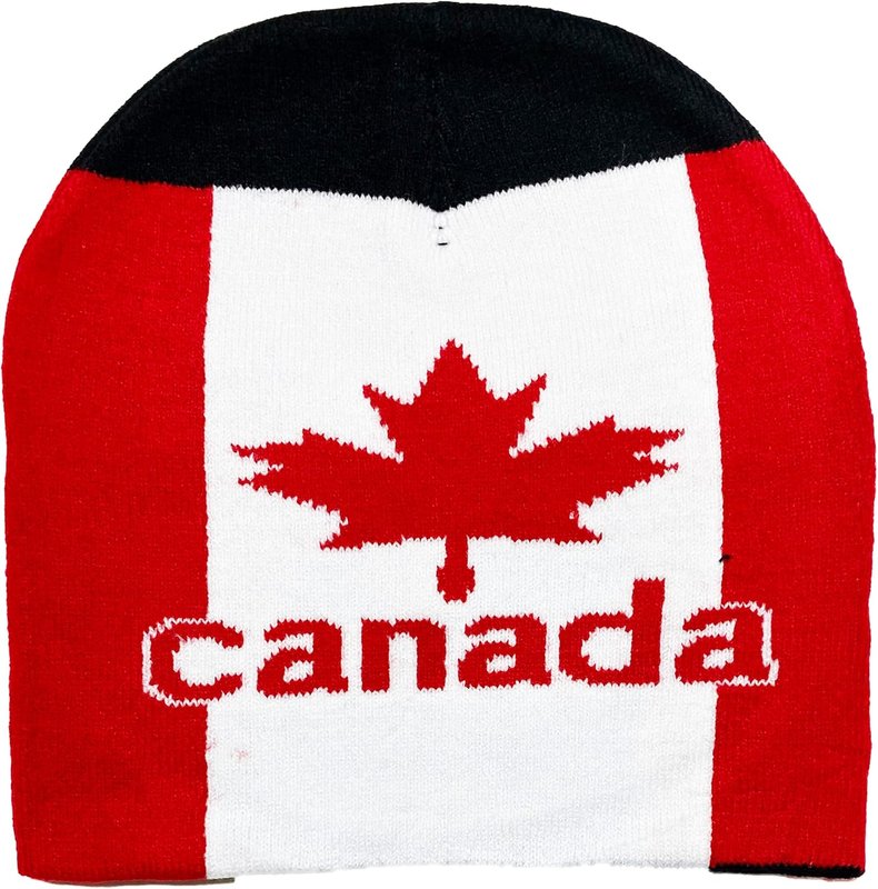 Variety To Go Canada Maple Leaf Beanie Hat, Canadian Themed Beanie Hat, Warm Winter Knit Maple Leaf Beanie Hats for Men Women Red Maple Leaf Canadian Flag Beanie