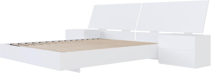 Nexera Oslo 4-Piece Floating Platform Bedroom Set, White, Queen Queen White