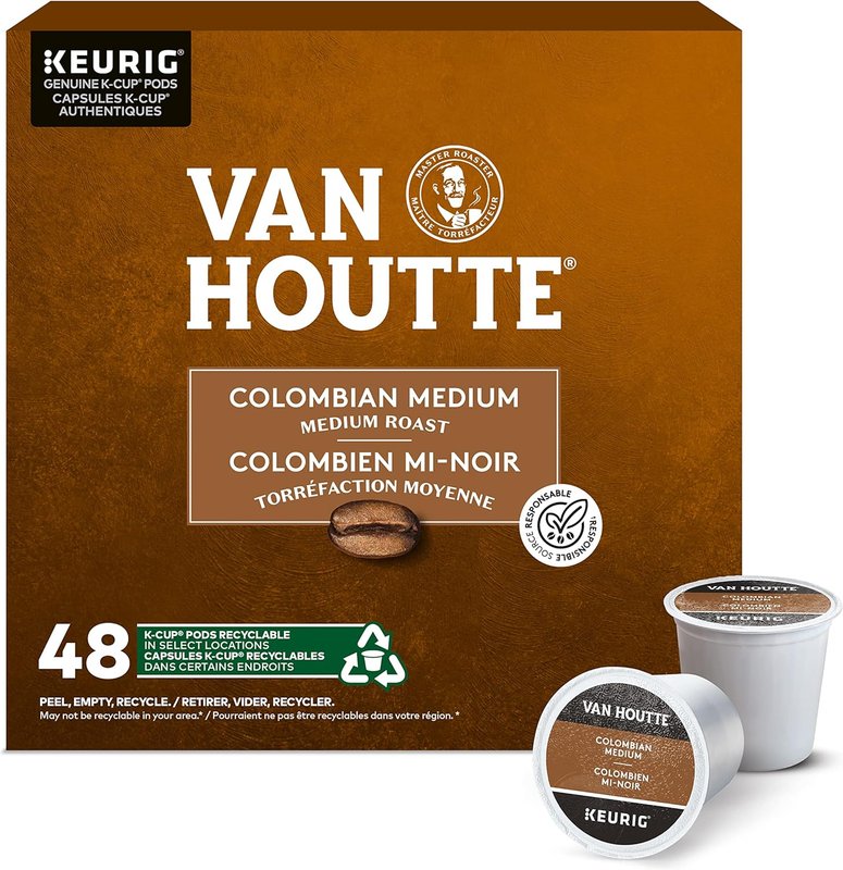 Van Houtte Colombian Medium Roast K-Cup Coffee Pods, 48 Count For Keurig Coffee Makers Colombian Medium 1 Count ( Pack of 48 )