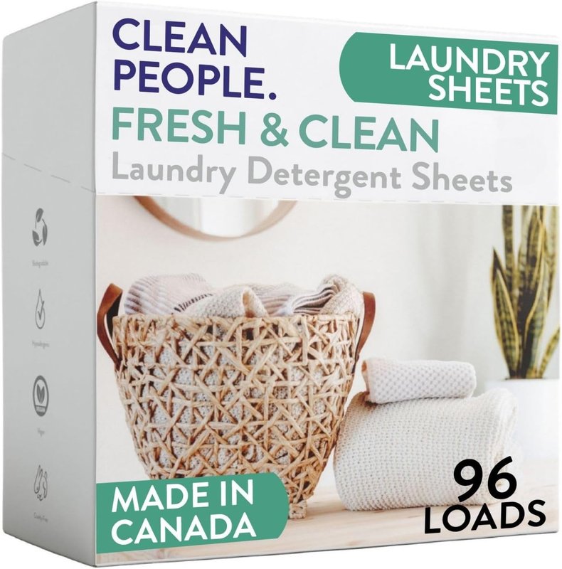 Clean People Laundry Detergent Sheets - Recyclable Packaging, Hypoallergenic, Stain Fighting - Ultra Concentrated, Laundry Soap - Fresh Scent, 96 Pack Fresh Scent 96 Count