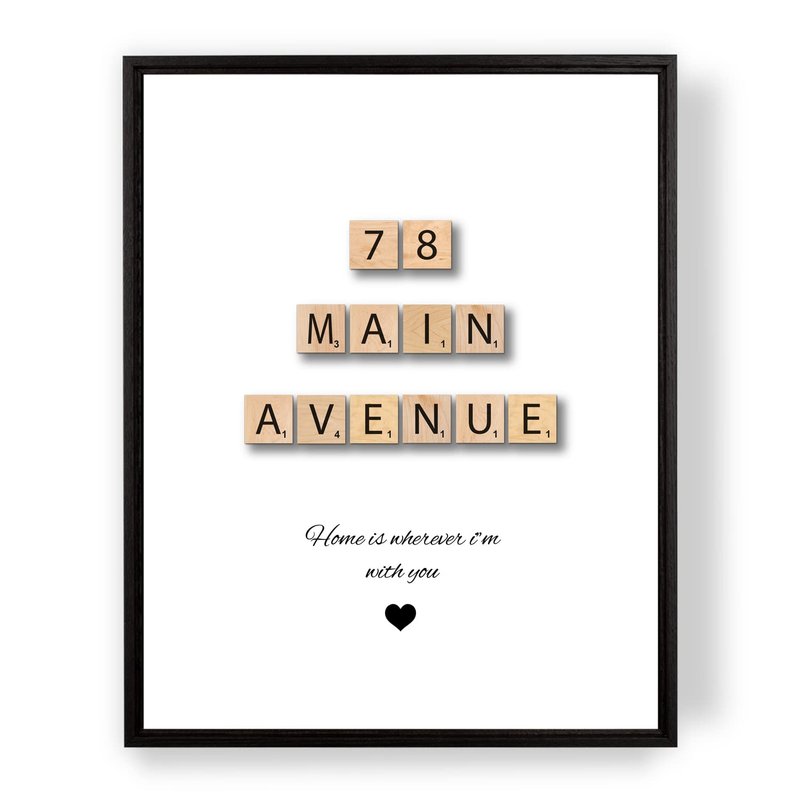 [SF Customizables] Personalized Scrabble Print Custom Home Address Housewarming Moving Tile Crossword Print Wall Art [Framed Poster]