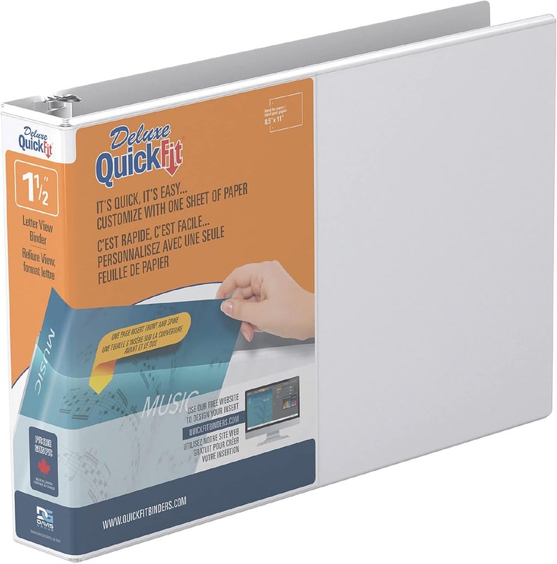 QuickFit Landscape 3 Ring Legal Binder, Heavy-Duty Round-Ring Binder with Clear-View Cover, 8.5" x 11", Round Ring, White