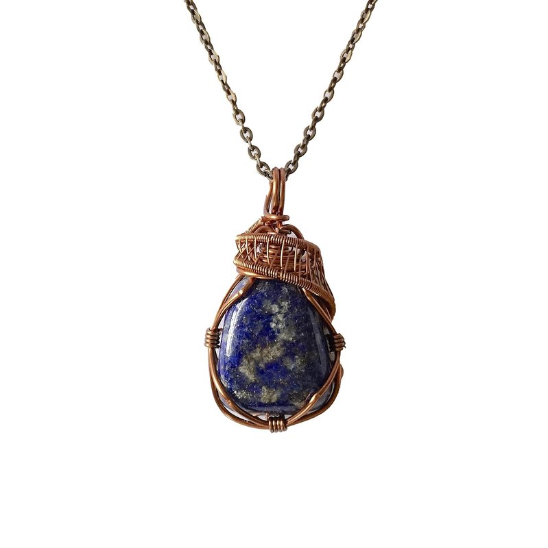 Designs by Nature Gems Raw Lapis Lazuli Necklace in Antique Bronze for Men and Women, Made in Canada