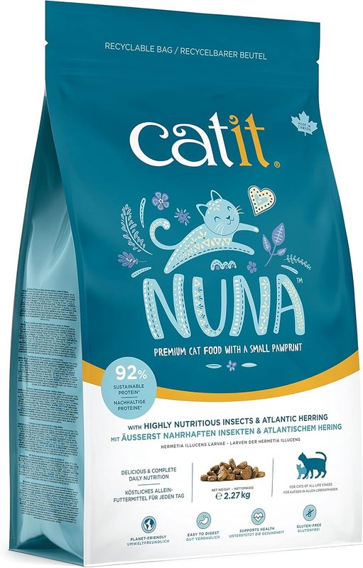 Catit Nuna Premium Cat Food, Insect Protein & Herring, 2.27 kg, Cat Food Dry, Cat Dry Food, Catfood, Dry Cat Food Indoor, Manger Pour Chat