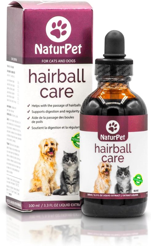 NaturPet Hairball Care | Digestive Support for Cats and Dogs | Hairballs, Constipation, Intestinal Discomfort | 100mL Herbal Tincture