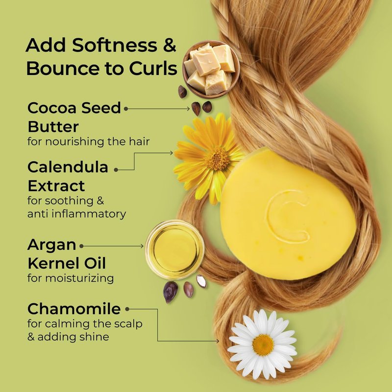 Natural Conditioner Bar for Thick Curly Hair, Shine Boosting, Scalp Soothing, Stimulates Hair Growth, Increased Softness and Manageability, Eco Friendly Products Made in Canada, Citrus Shine, 2oz
