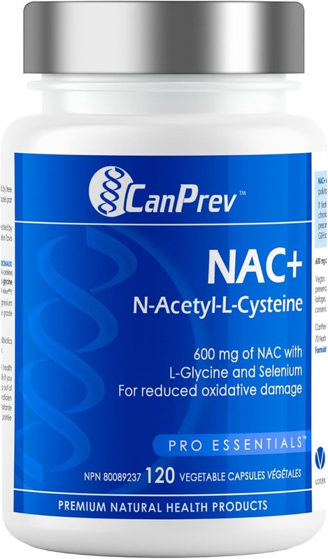 CanPrev NAC+ N-Acetyl-L-Cysteine Supplement, 120 Vegan Caps 120-Day Supply - 600mg NAC with L-Glycine & Selenium - Promote Healthy Glutathione Level, Immune Support, Liver Function & Oxidative Balance