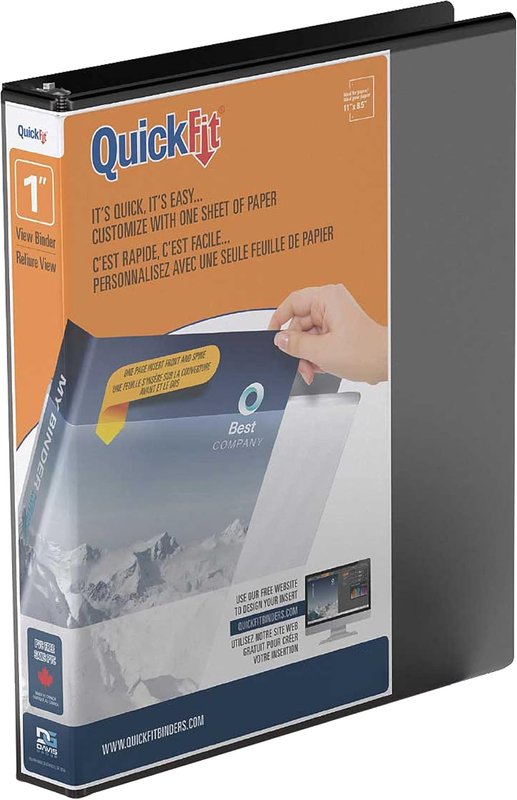 QuickFit View Binder, 3-Ring Binder, Angle D Ring, 1 Inch, Black