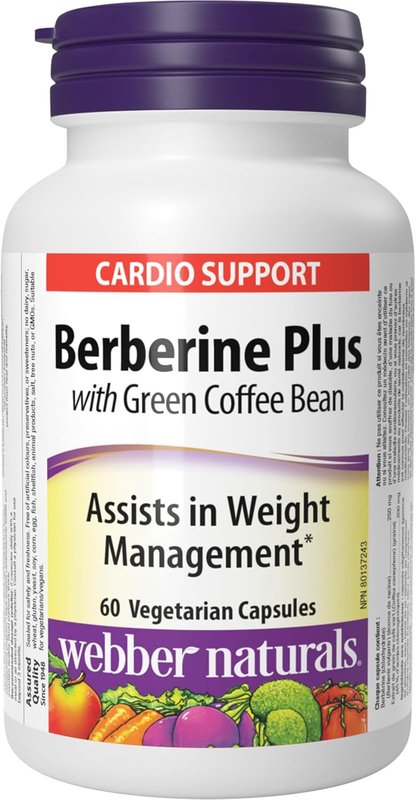 Webber Naturals Berberine Plus with Green Coffee Bean, 60 Capsules, Supports Healthy Weight Management, Vegan