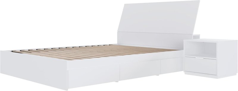 Nexera Porter 3-Piece Reversible Storage Bedroom Set, White, Queen Queen White