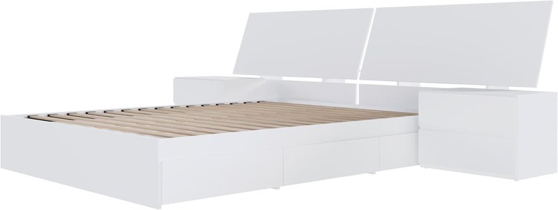 Nexera Oslo 4-Piece Reversible Storage Bedroom Set, White, Queen Queen White