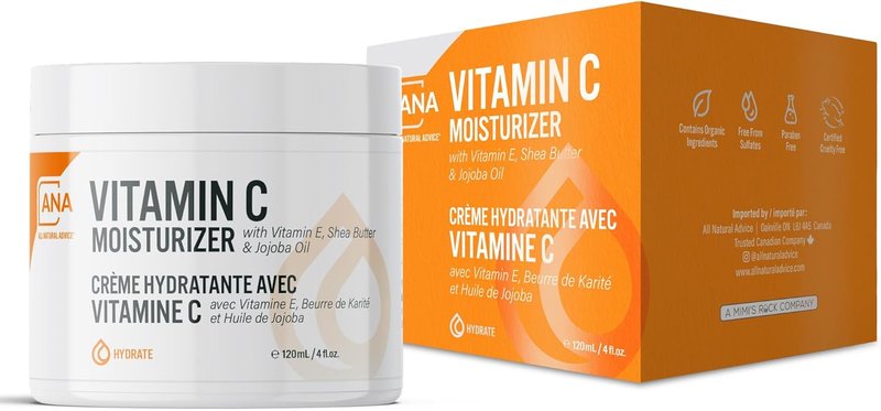 All Natural Advice Vitamin C Moisturizer for Face 120ml with Organic Botanicals, Vitamin E, Shea Butter, Jojoba Oil & Multi-Fruit Acids | Hydrating & Brightening Face Cream, Canadian Skin Care