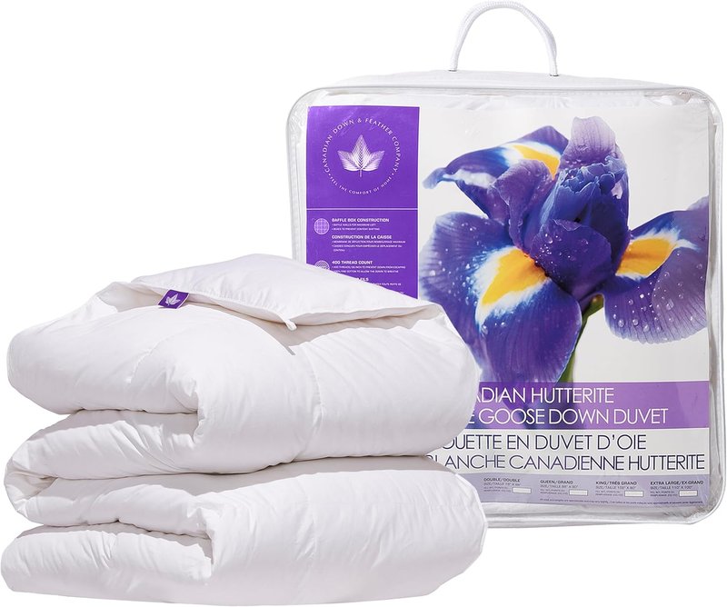 Canadian Down & Feather Co. - Regular Weight Canadian Hutterite Goose Down Duvet King Size - 400 TC Shell 100% Cotton - Made in Canada All Season Weight King