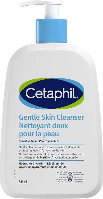 Cetaphil Gentle Skin Cleanser (500ml) - Hydrating Face Wash & Body Wash - Ideal for Sensitive, Dry Skin - Non-Irritating, Fragrance-Free and Dermatologist Recommended 500 ml (Pack of 1) Gentle Skin Cleanser