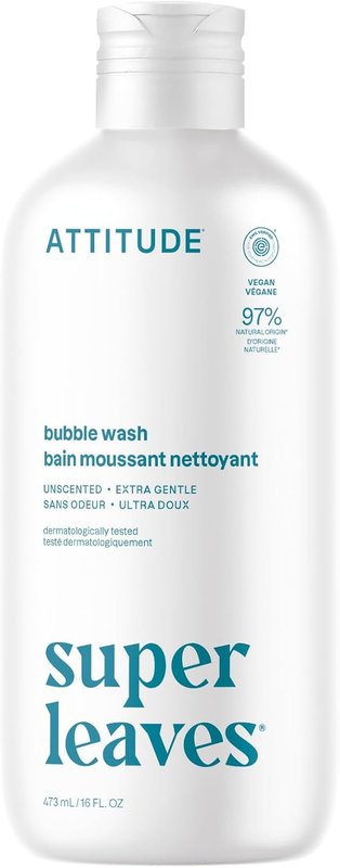ATTITUDE Bubble Bath, Made in Canada, EWG Verified, Plant and Mineral-Based, Dermatologically Tested, Vegan Body Care Products, Extra Gentle, Unscented, 473 mL Unscented 473 ml (Pack of 1)