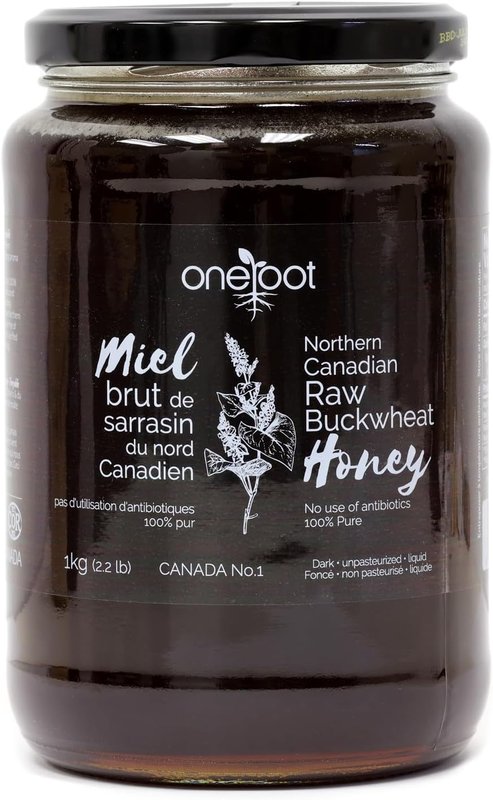 ONEROOT Canadian Raw Buckwheat Honey | Higher in Antioxidants Than Manuka (1 kg) 1 kg (Pack of 1)