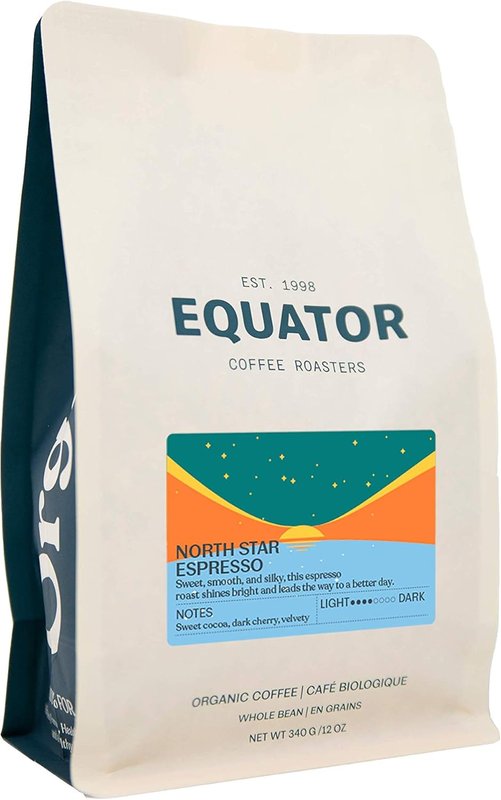 Equator Coffee Roasters North Star Espresso Blend – Sweet Cocoa & Dark Cherry – Velvety Finish – Ethically Sourced – Organic – Canadian Roast – Celestial Brilliance in Every Sip North Star Espresso 340 g (Pack of 1)
